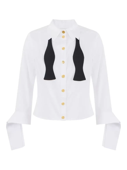 Поплиновая рубашка Elisabetta Franchi с галстуком-бабочкой white