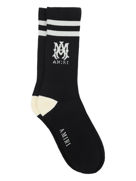 Мужские носки Amiri с логотипом и полосой, черные