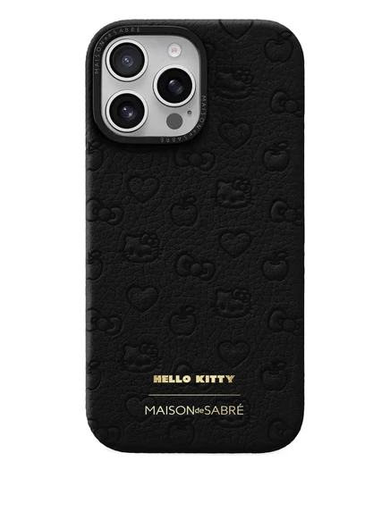 Чехол для iPhone 16 Pro Max из тисненой кожи MAISON de SABRÉ black