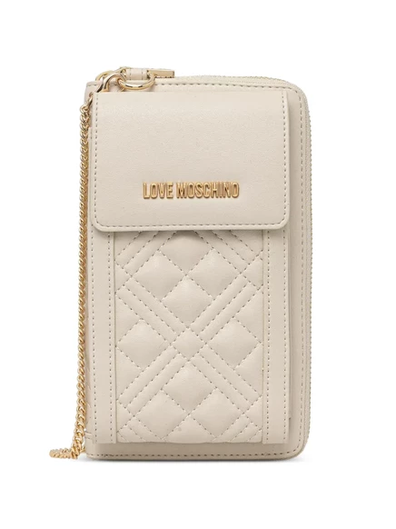 Сумка для телефона Love Moschino на цепочке, бежевая