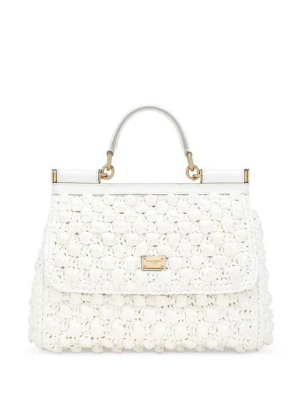 Большая сумка-тоут Dolce & Gabbana из сицилийского переплетенного материала white
