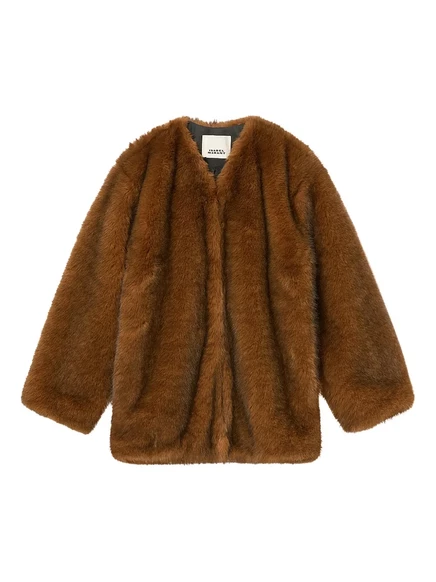 Женское пальто Isabel Marant Aglae без воротника коричневое