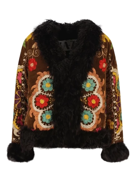 Короткое пальто ZAZI VINTAGE Madina с цветочным рисунком в стиле пэчворк brown