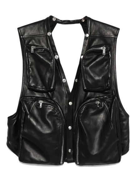 Мужской кожаный жилет Rick Owens, черный