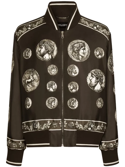 Мужская куртка Dolce & Gabbana с графикой, коричневая