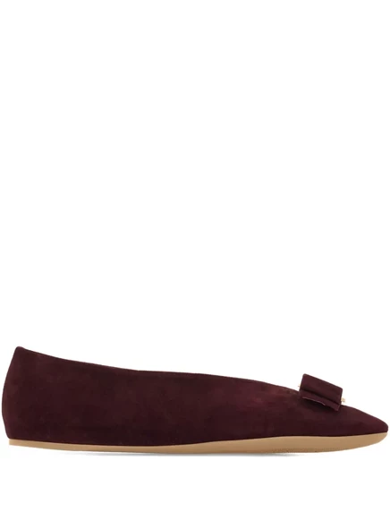 Кожаные балетные туфли от Ferragamo Vara red