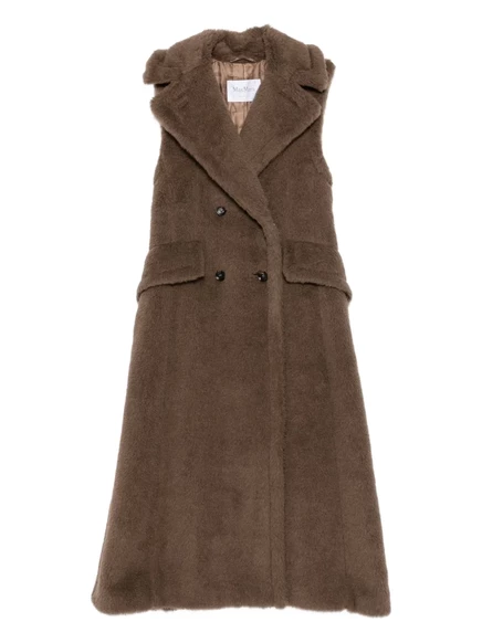 Двубортное пальто без рукавов Max Mara Boario brown