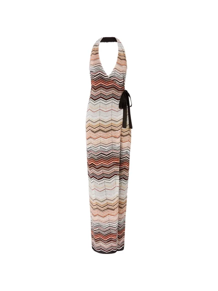 Женское платье Missoni шевронный халтер, в нюдовых тонах