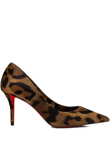 Босоножки на каблуке 80 мм с животным принтом от Christian Louboutin brown