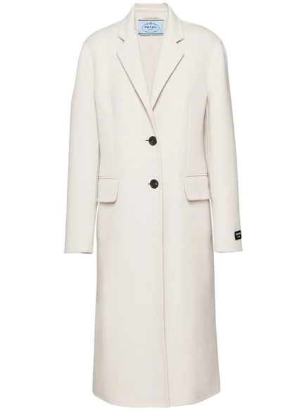 Однобортное пальто cashgora от Prada white