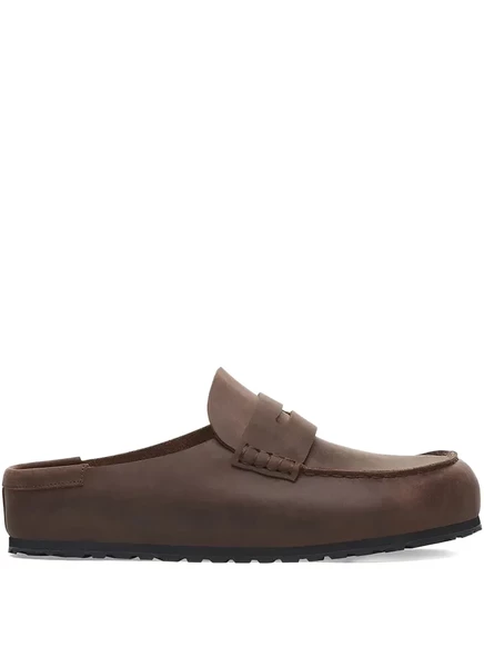 Мужские сабо Birkenstock Naples из кожи, коричневые