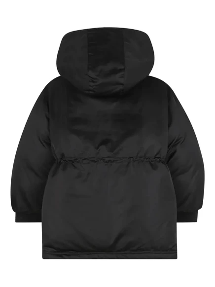 Детская стеганая куртка DKNY Kids с капюшоном, черная