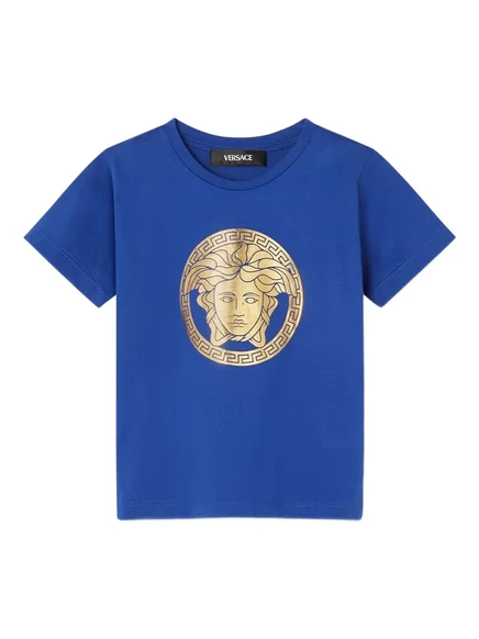 Футболка с логотипом Versace Kids с изображением медузы