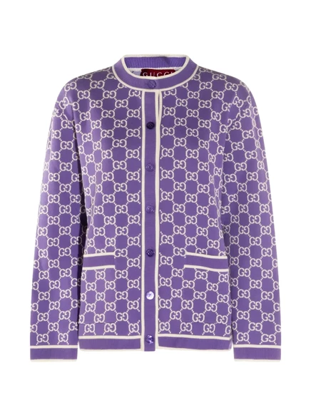 Женский кардиган Gucci Monogram хлопковый с карманами