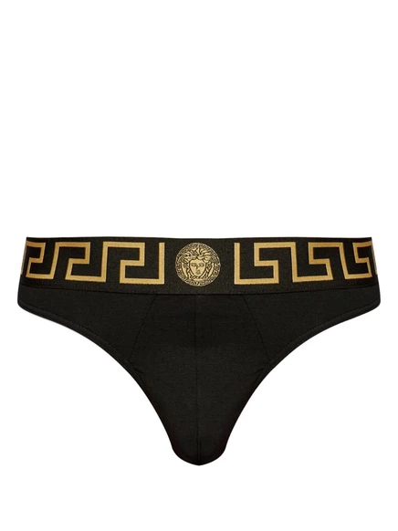 Мужские брифы Versace Greca из стрейч-хлопка, черные