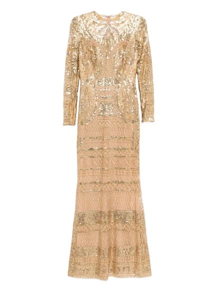 Женское платье Elie Saab, тюль с вышивкой, золотое