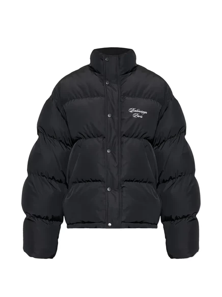 Мужская пуховая куртка Balenciaga с логотипом, черная