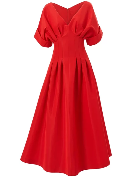 Платье миди со сборками от Carolina Herrera red