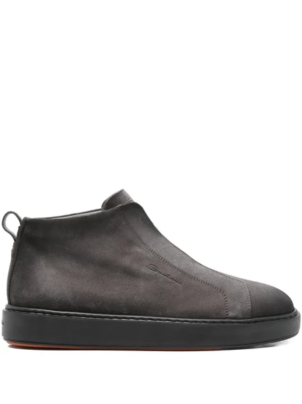 Мужские кеды Santoni замшевые, эластичные вставки, серые