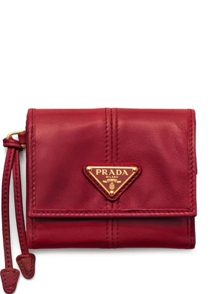 Женский кожаный кошелек Prada с логотипом, красный