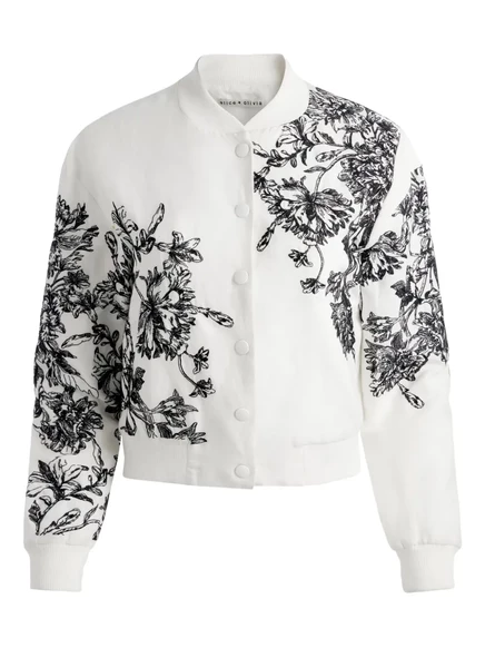 куртка-бомбер alice + olivia Keri с цветочной вышивкой white