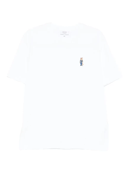Мужская футболка Maison Kitsuné с вышитой лисой, белая