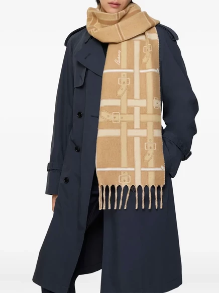 Кашемировый шарф с поясом Burberry в клетку neutrals