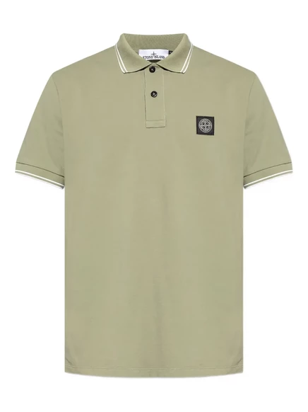 Мужская рубашка-поло Stone Island с нашивкой, зеленая