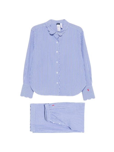 Женская пижама Polo Ralph Lauren полосатая с фигурным кантом, синяя