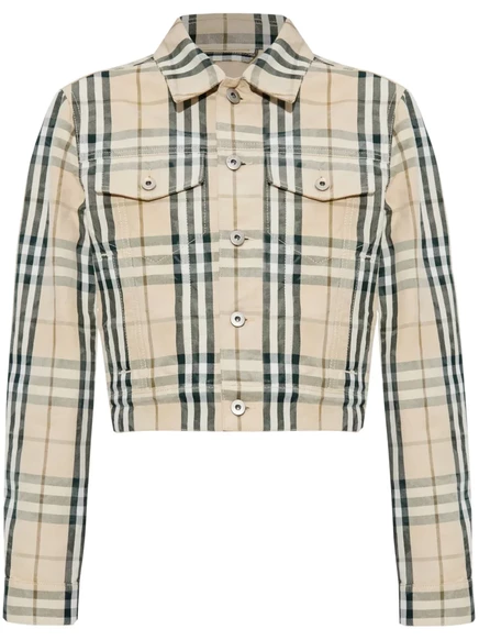 Укороченный жакет в клетку от Burberry neutrals
