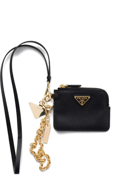 Женский кошелек Prada из кожи с логотипом, черный