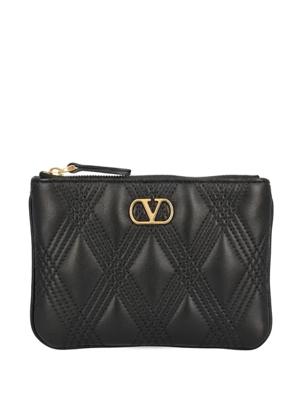 Женский клатч Valentino Garavani V-Logo стеганый, черный