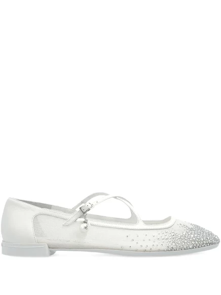 Туфли-лодочки на плоской подошве от Jimmy Choo, украшенные кристаллами white