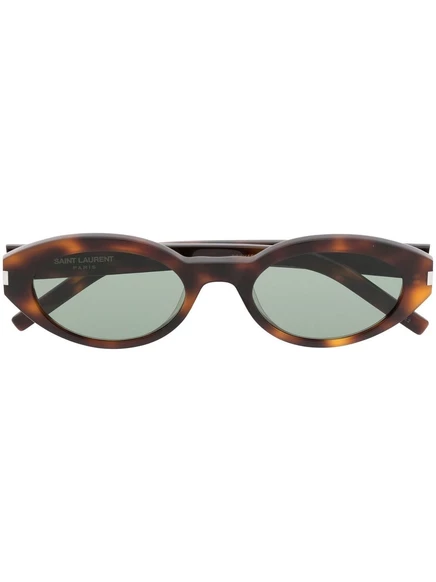 Солнцезащитные очки Saint Laurent Eyewear в овальной оправе с эффектом черепахового панциря brown