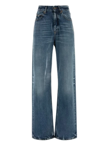 Женские широкие джинсы Saint Laurent из хлопка, синие