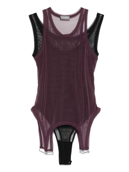 Женское боди Mugler из сетки, красное