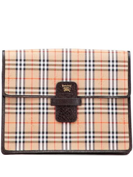 Женский клатч Burberry Pre-Owned Haymarket Check, коричневый