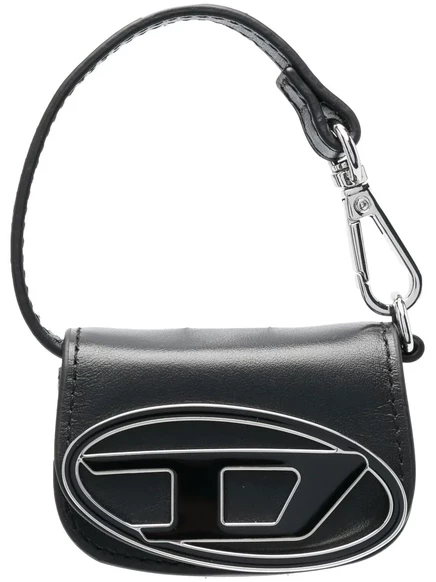 Женский брелок-кошелёк Diesel 1DR Micro из телячьей кожи, черный