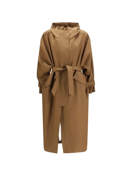 Женское пальто Max Mara однобортное с поясом, бежевое