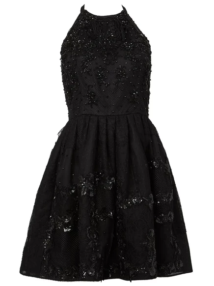 Женское расшитое платье Oscar de la Renta, черное