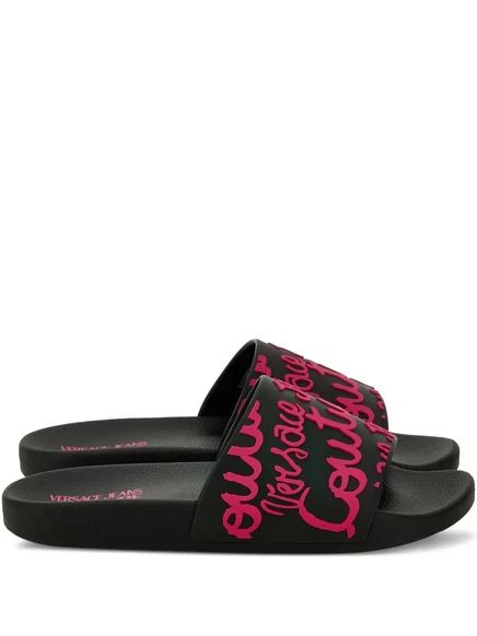 Женские шлёпанцы Versace Jeans Couture с логотипом, чёрные