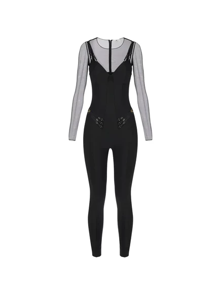 Женский комбинезон Elisabetta Franchi из джерси и тюля, черный