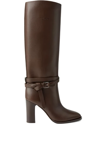 Кожаные сапоги до колена с пряжкой и ремешком из коллекции Ralph Lauren brown