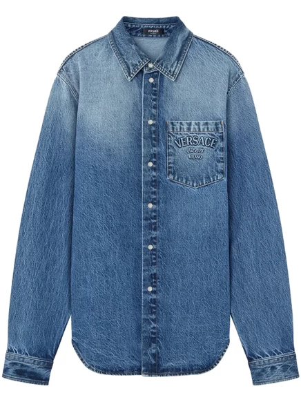 Джинсовая рубашка Versace Milano Stamp blue