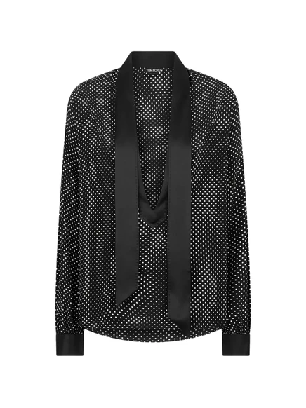 Женская блузка Tom Ford Lavalliere в горошек, черная