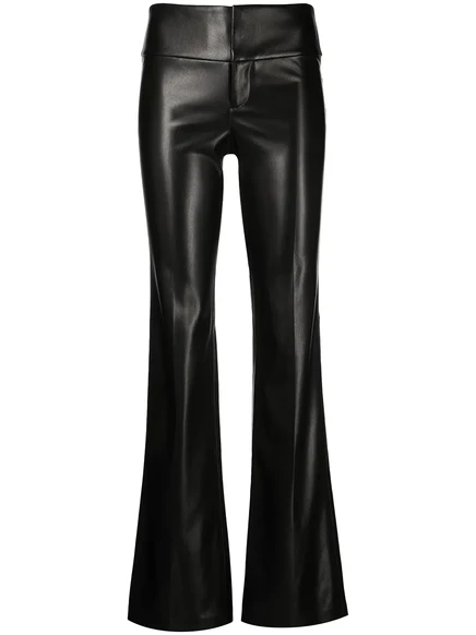 расклешенные брюки из веганской кожи alice + olivia Olivia black