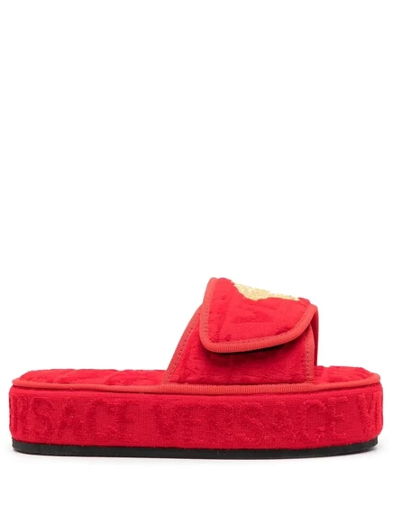 Шлепанцы Versace с логотипом, красные