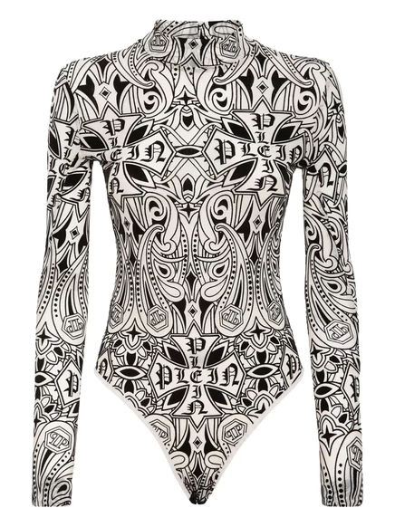 Женское боди Philipp Plein Gothic Plein, бежевое