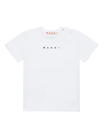 Детская футболка Marni Kids с логотипом, белая