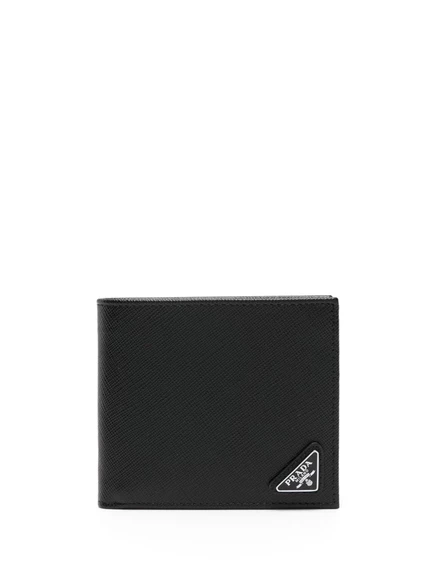Мужской кошелек prada saffiano с логотипом, черный